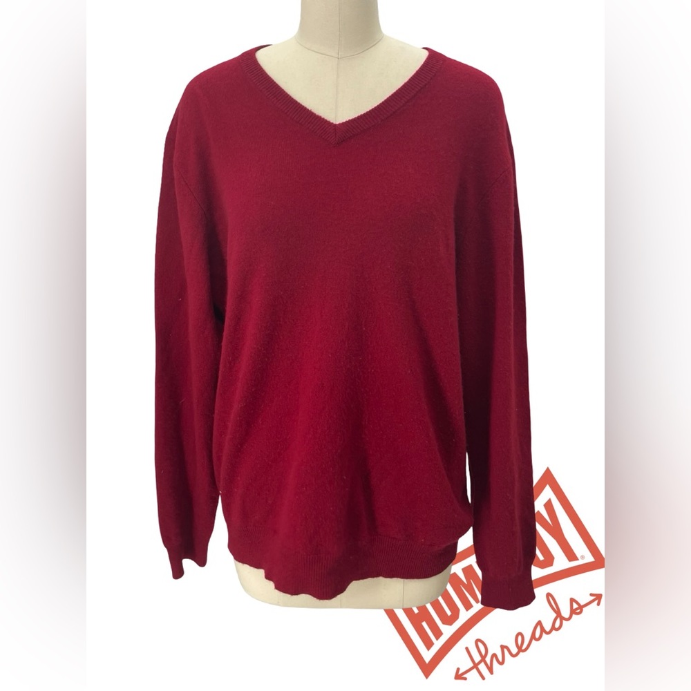 Club Room Women's Red V-Neck Sweater Size L
